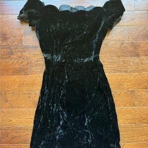 Velvet Off-Shoulder Mini Dress in Black